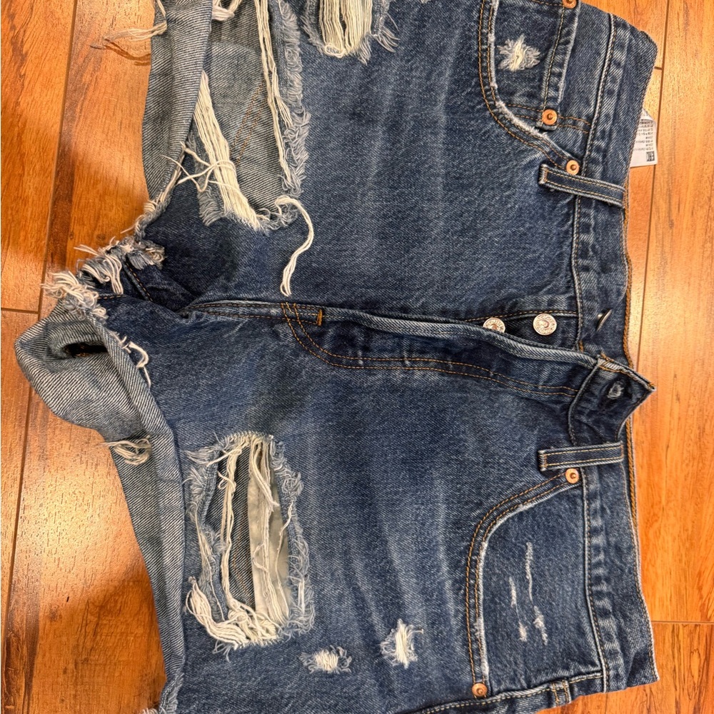 Levi's Blue Distressed Jean Shorts